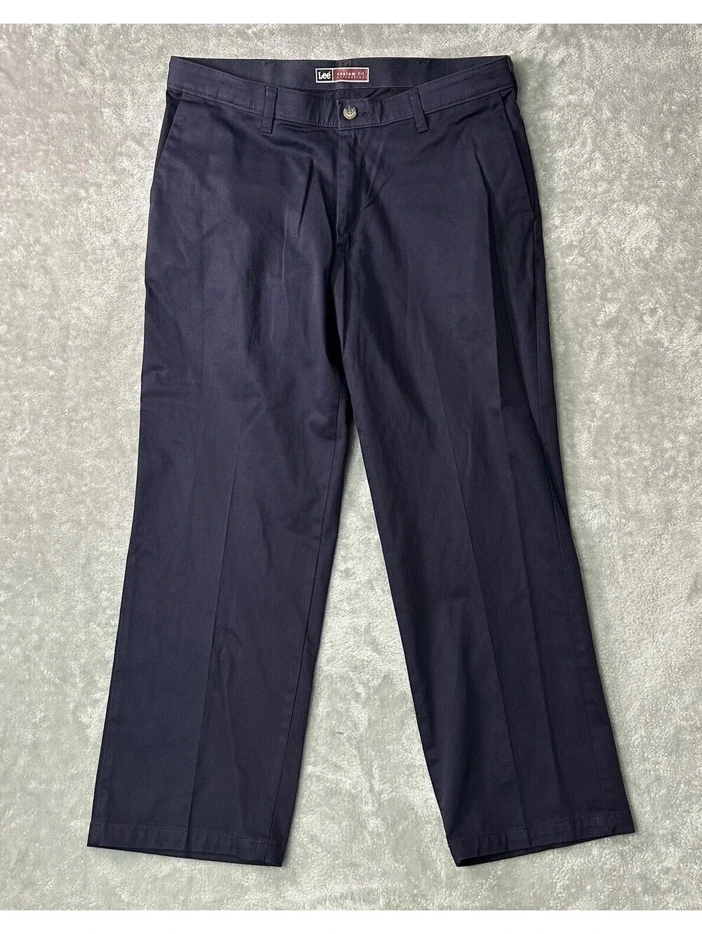 Mens Lee Custom Fit Collection Navy Blue Dress Pants 36x29 Flat Front
